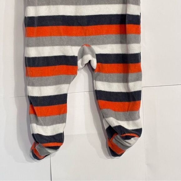 Carter's Boys Fleece Orange Grey White Striped Footie Pajamas Sleeper Pjs 9M - Picture 9 of 14